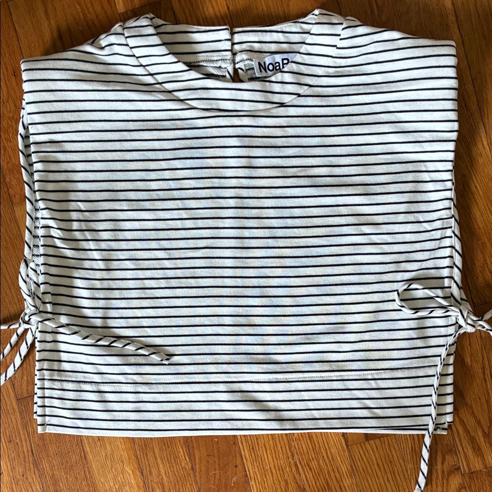 White Striped Side-Tie Crop Top